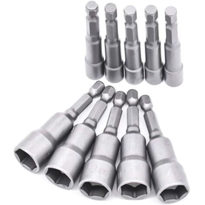 6-19-mm-douilles-douilles-adapter – Adapter Für Sechseckige Double-douille-düsen, Praktische Hauptperceuses, Elektrische Tournevis Und Double-clés-douilles (10-teiliges Spiel)