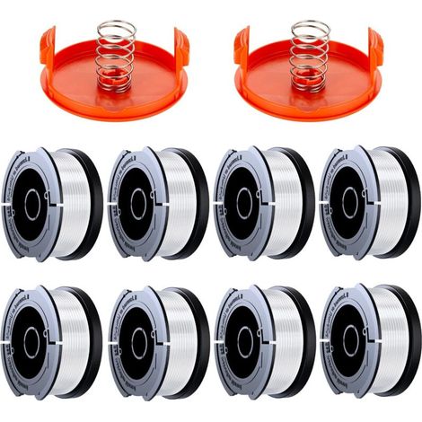 10 Stück Bobine Fil Coupe Bordure Kompatibel Mit Black & Decker Coupe Bordüren, A6481 A6485 1,65 Mm Bobine De Fil Debroussailleuse (8 Fil Coupe Bordure, 2 Couvercle, 2 Ressort)