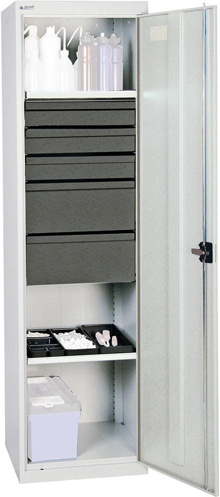 Werkzeug- und Materialschrank Serie 3000 lichtgrau + 3 Schublade 100 mm + 2 Schublade 200 mm + 2 Auszugsböden - 3005607 - Stumpf