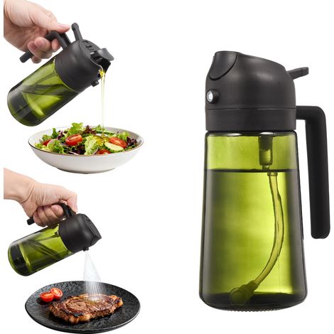 470 Ml Pulvérisateur D'Huile Foncé Anti-lumière De Cuisson,vaporisateur Huile Air Fryer 2-en-1,accessoires Air Fryer Spray(noir)