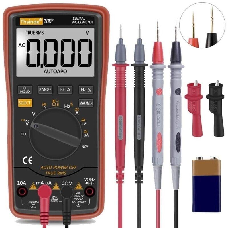 Automatisches Numerik-multimeter Trms 6000 Mit Batterie-krokodilklemmen, Testfil, Spannung/wechselstrom/gleichstrom, Spannungsalarm, Multi-tester/diode Amp/ohm/volt