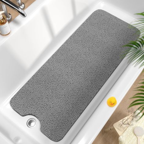 Tapis De Bain Anti-dérapant 101,6 X 40,6 Cm, Extra Lang, Aus Pvc-sohle Mit Bindung, Grau.