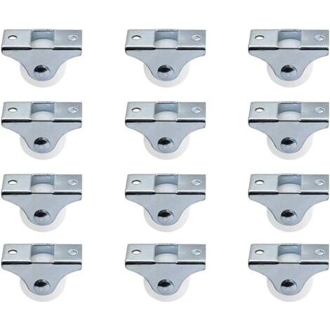 12er-pack 1" Starre, Feste, Nicht Drehbare Lenkrollen Mit Metallplatte Und Hartplastikrädern Für Möbel, Silber