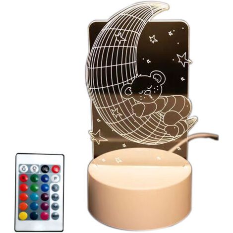 Usbcréativité3dveilleuse-modèle De Télécommande-moon Bear Design