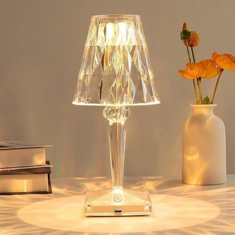 Led-kristall-tischlampe, Diamant-kristall-tischlampe, 3 Farben, Touch-steuerung, Mit Usb-kabel