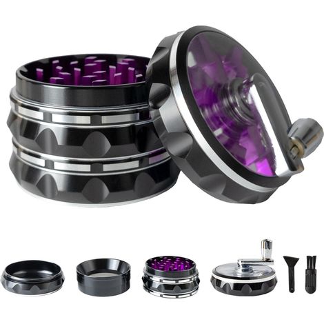 Kräutermühle Aus Transparentem Metall, 6,3 Cm, Große Epoxidmühle Aus Aluminium Mit Biegsamer Spitze, (schwarz/violett)