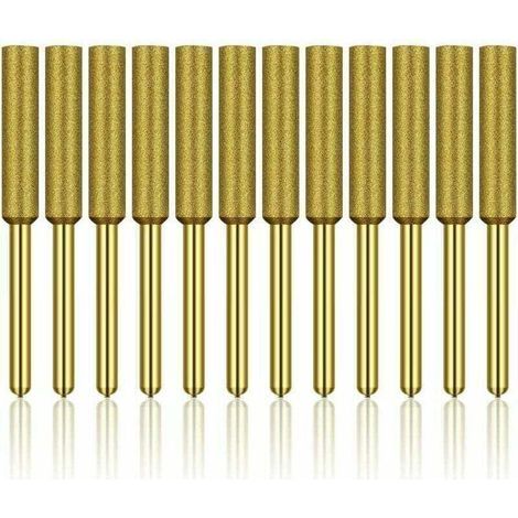 12-teiliges Diamant-kettensägenschärfer-set, Titanbeschichtete Schleifscheiben Mit Hoher Härte, Steinbits Für Kettensägenschärfer, 3/16 Zoll 4,8 Mm H122 Derrui