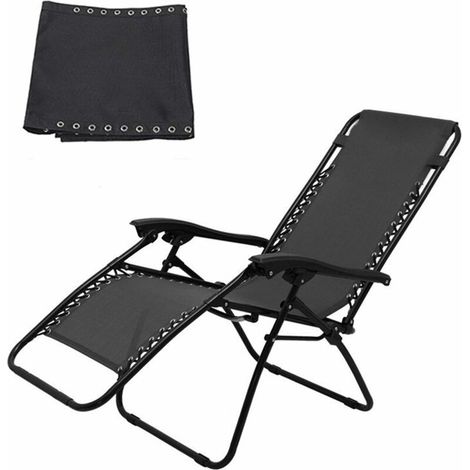 Abdeckung Für Gartenmöbel, Universeller Ersatzstoff Für Liegestuhl, Atmungsaktiv Und Widerstandsfähig, Schwarzer Stoff 160 X 43 Cm –
