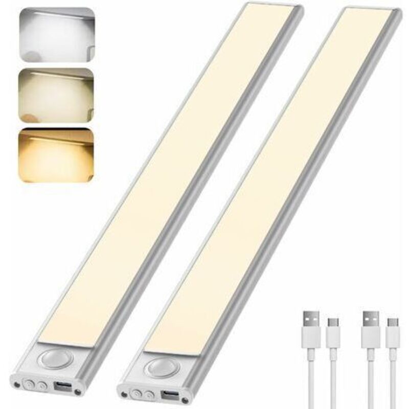 Pr-plakatlampe, 30 Cm, Mit Integriertem Bewegungsmelder, Led-küche Ohne Filter, Schrankbeleuchtung 6000 K Mit 3 Beleuchtungsmodi, Wiederaufladbar Über Usb, 2er-pack [kl