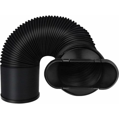 Schwarzer Erweiterbarer Abluftschlauch Für Tragbare Klimaanlage Mit Flachanschluss, Flexibles Pvc, Durchmesser 15 Cm, Länge 22 Cm Bis 150 Cm.