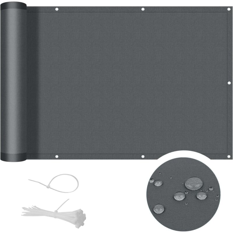 Sichtschutz Für Balkon 90 X 500 Cm Aus Pes, Außenschutz Für Terrasse, Wasser- Und Uv-beständig, Grau