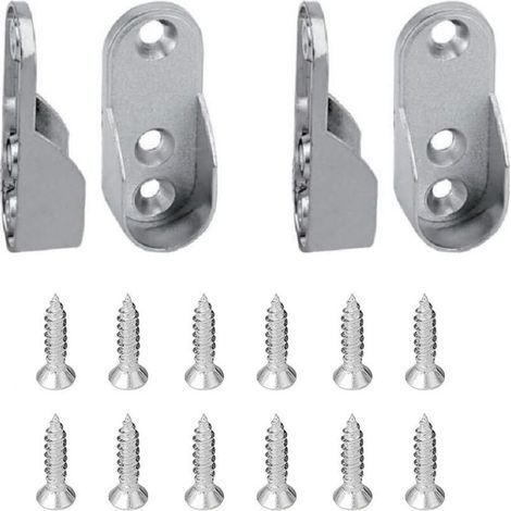 4 Stück Ovale Kleiderstangenhalterungen, Zinklegierungshalterung, 45 × 19,5 Mm Ovale Stangenhalterung (3 Befestigungslöcher)