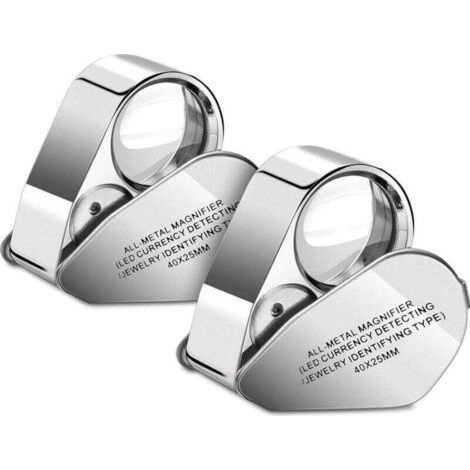 2er-pack 40-fache Led-juwelier-lupe Mit Uv-linse, Beleuchtete Juwelier-lupe, Tuch Zur Led-währungserkennung, Juwelier-erkennung.