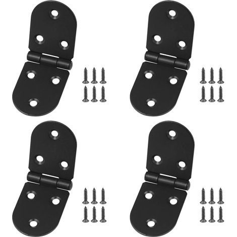 4er-pack Klappscharniere Mit Runden Kanten, 81 Mm, Mit 26 Schwarzen Scharnierschrauben, Dicke Klappscharniere Für Wohnmöbel, Holztürscharniere Für Außentüren Und