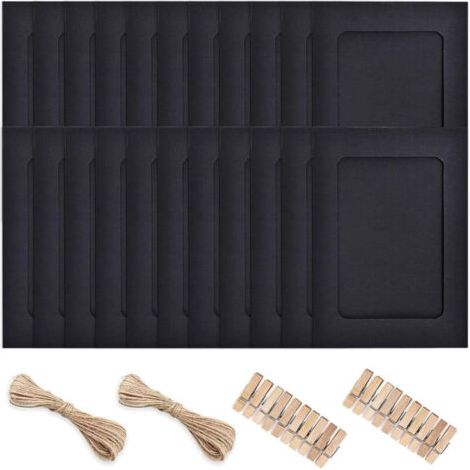 2 Sätze Schwarzer 6-zoll-bilderrahmen Aus Papier Mit Clips Und Schnur