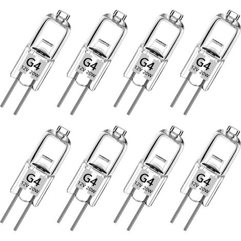 Lot Von 8 Ampoule Halogene G4, Ampoule G4 Blanc Chaud 12v 20w, 2800k, 240lm, Intensité Variable, Lampehalogene G4, Lustre – Pas De Scintillement [energieklasse G]