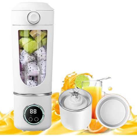 Tragbarer Mini-mixer Mit 12 Lamellen Und Zusätzlicher Abdeckung, 4 Vitesse-regalen, Personalmixer Für Reisen, Fitnessstudio, 700 Ml