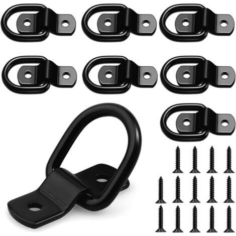 8 Stück Anneaux D'Arrimage Anneaux D'Arrimage Noir + 16 Vis Für Sécuriser Des Voitures Remorques Camions
