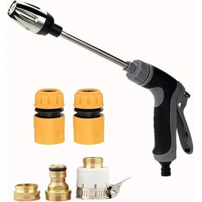 Power Jet-pistole Mit Hochdruck Für Den Wasserhahn, Ideal Für Die Autowaschanlage, Den Garten Und Die Terrasse, Mit Zubehör, 3 Pulverisierungsmodi, Schaumauffangbehälter, Robustes Metall