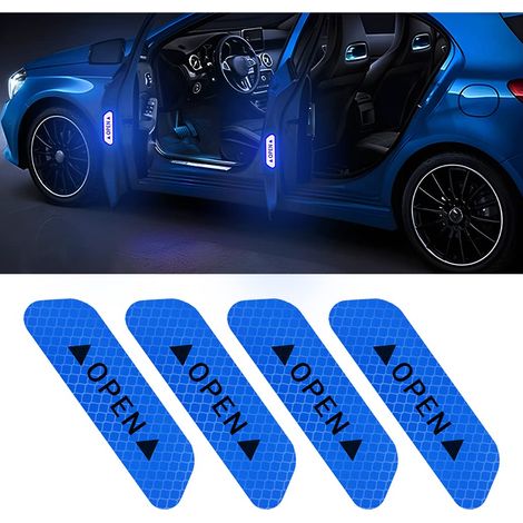 Los Mit 4 Selbstklebenden Sicherheitsaufklebern Für Auto-portières, Sicherheits-conseils Für Die Vision Nocturne, Anti-kollisions-bändern Von 9,1 Cm (blau)