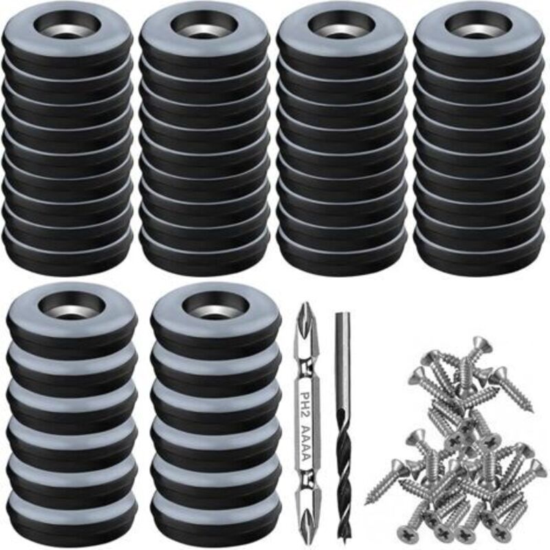 48-teiliges Set Aus Teflon-patin Für Visser - Durchmesser: 25 Mm - Runden - Schwarz - Mit 48 Stk. Aus Rostfreiem Stahl Und 2 Stk. - Schutzwirkung Für Ihre Möbel, Liegen, Stühle