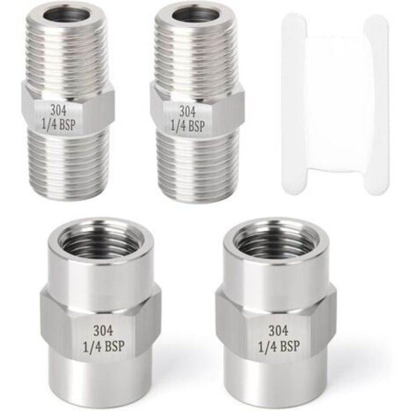 4-teiliges Heizschlauchsystem Aus Edelstahl 304, Sechseckiges Heizschlauchsystem, 1/4 X 1/4 Bsp Außengewinde, 1/4 X 1/4 Bsp Innengewinde