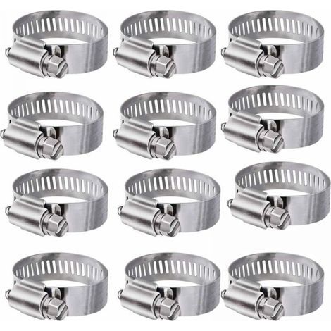 12 Stück (16–25 Mm), Verstellbare Schlauchschellen Aus Edelstahl 304, Schlauchklemmen Für Haushaltswasserleitungen, Gastanks, Automobilrohre