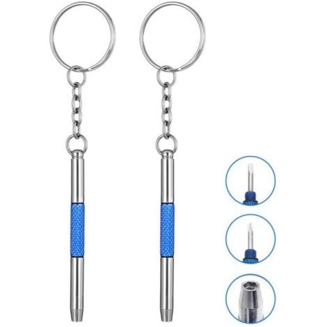 2er-pack Mini-brillenschraubendreher, 3-in-1-metallschraubendreher + Brillenreparatur-werkzeugset, Klein Mit Schlüsselring, Tragbarer Schraubendreher Für Brillen, Schmuck Und Uhren