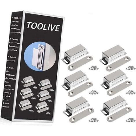 Magnetischer Möbeltürmagnet, 10 Kg, Leistungsstarker Edelstahl-schrankmagnet, Schranktürmagnet (6 Stück) (edelstahlschrauben)