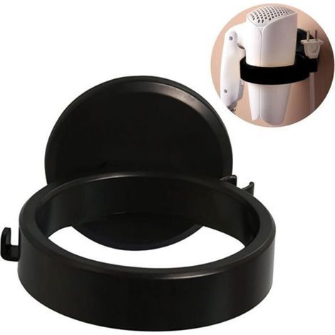 Haartrocknerhalter – Gross – Schwarz – Selbstklebend – Ohne Bohren – Badezimmer