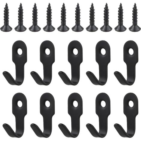10 Stück Crochets Simples Noir Crochet Manteau Mural Crochet Und Stainless Steel Retro Mini Patère Crochet A Visser Mit 10 Viss Pour Porte, Mur, Salle De Bain, Cuisine