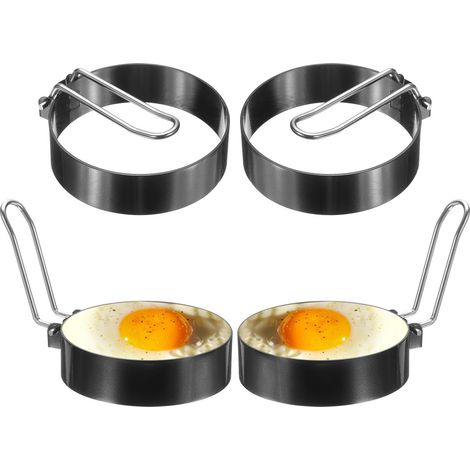 4-teiliges Set, Kreis Aus Antiadhäsivem Crêpe Und Rostfreiem Edelstahl Mit Einer Größe Von 7,6 Cm (3 Taschen).