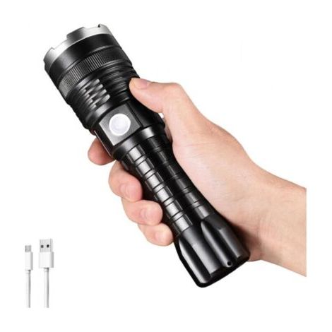 5 Modi Taschenlampe, Wiederaufladbar, 1500 Lumen, Ultra-leistungsstarke Led-taschenlampe Mit 18650 Mah-akku, Ip45-schutz, Taktische Militärlampe Für Camping, Notfall, Notfall