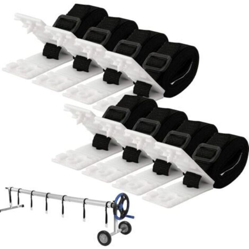 Befestigungsset Für Solar-schwimmbecken, Solar-sangles-set Für Universelle Schwimmbecken, Bestehend Aus 8 Nylon-sangles, 8 Cordon-plaques, 8 Boucles