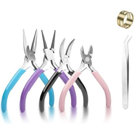 Jeu De 4 Pinces Jeu, De 4,5 Pouces, Des Pinces À Bec Effilé, Couteaux Latéraux, Bijoux, Pince, Coupe-fil, Des Pinces De Nez Rond Ensemble, De La Fabrication De Bijoux Outil Pour La Fabrication De