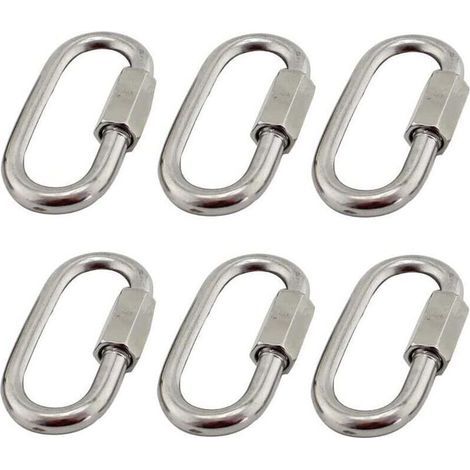 Set Mit 6 M5/0,2 Zoll Schnellverschlüssen Aus Edelstahl 304, Edelstahlkarabiner Mit Ovaler D-förmiger Schraube, Sehr Langlebig Für Outdoor/indoor, Camping Und Wandern