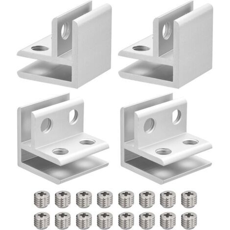 Pince À Glass À 90 Grad, 4 Teile Für Halterung Für Glas Und Glas In Einer Aluminiumlegierung Von 5 Bis 8 Mm, Halterung Für Double Face Für Schrank Und Plakat