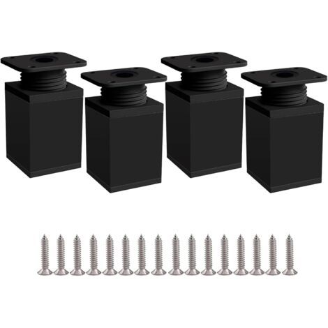 Schwarze Verstellbare Möbelbeine, 4 Stück, Schrankbeine, 50 Mm, Höhenverstellbar, 0–20 Mm, Tischbeine Aus Aluminiumlegierung Für Büro-sofa-diy-möbel