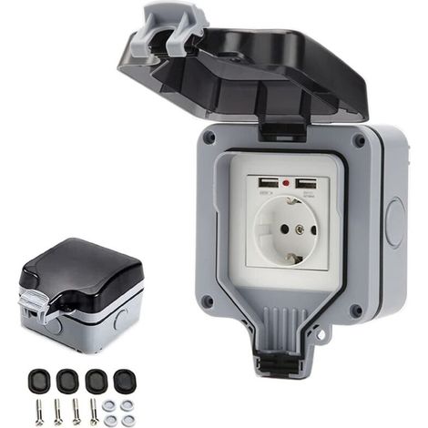 Ip66-anschluss Mit Usb-anschluss, Elektrischer Außenanschluss Mit Wandverkleidung Für Den Garagen- Und Schwimmbadgarten