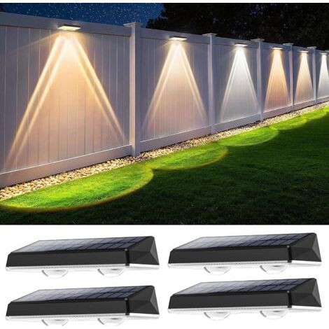 4er-set Solar-wandleuchten Für Den Außenbereich, Wasserdicht Ip65, Weiß, Mit 3 Beleuchtungsmodi, Leistungsstarke Solar-außenlampe, Ideal Für Terrasse, Garten Und Zaun.