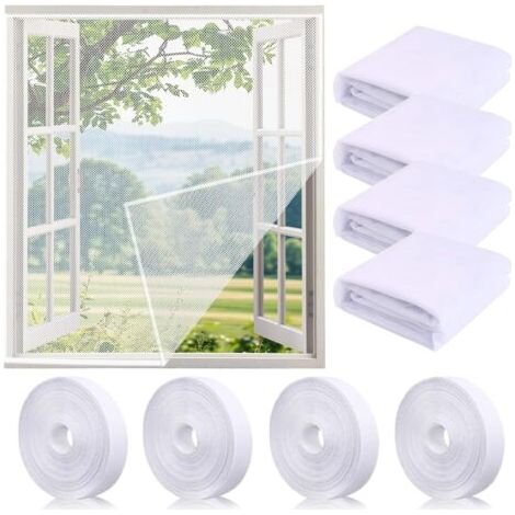 4er-pack Insektenschutzgitter Für Fenster Mit 4 Rollen Klebeband, Knitter- Und Verschleißfest, Passend Für Die Meisten Fenster (150 X 130 Cm) (weiß)