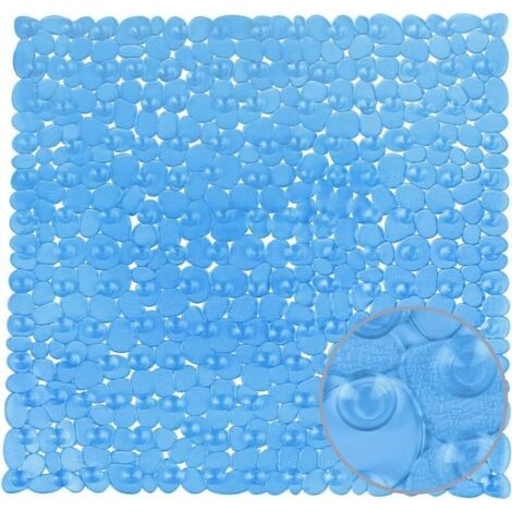 (blau, 54x54 Cm) Tapis De Douche Carré Aus Pvc, Tapis En Plastique Antidérapant, Tapis De Bain Mit 182 Lüftungsöffnungen