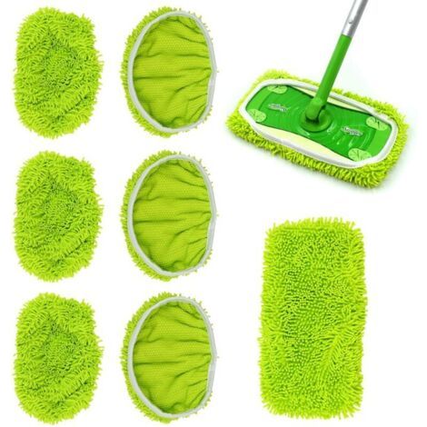 Wiederverwendbare Chenille-nasspads, Kompatibel Mit Swiffer Wet Jet Mop-nachfüllungen, Herausnehmbare Und Waschbare Mopptücher Für Den Nass- Und Trockengebrauch, Grün, 6 Cps
