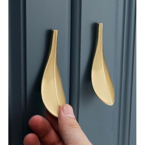 Set Mit 2 Blattgold-schranktürknöpfen, Art-deco-stil, Zwei Löcher