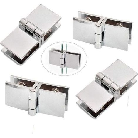 4 Stück Clip De Porte Verre Charnière, Charnière De Porte En Verre En Acier Inoxydable, Charnière Pliante En Verre, Charnière De Serrage De Porte, C