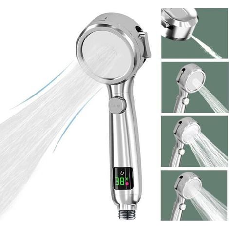Dusche Mit Led-anzeige Für Die Temperatur, 4 Duschmodi, Mit Pause-taste, Dusch-/wassersparmodus Auf Der Haut