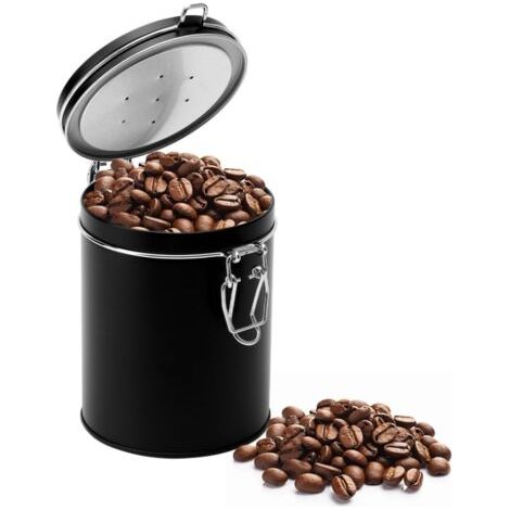 Luftdichter Kaffeebehälter Aus Edelstahl Mit Ventil – Schwarzer Vakuumbehälter Zum Einschließen Der Frische – Aufbewahrungsbehälter Für Kaffeebohnen, Pulver, Tee Und Nüsse