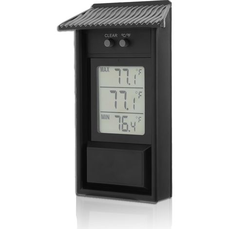 Numerisches Thermometer Mit Einstellungen Min./max., Innen-/außenbereich, Schwarzer Garten, -20 Bis +50 °c.