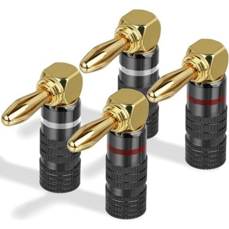4 Vergoldete 90° 4 Mm Bananenstecker, Anschlüsse Für Verstärker, Lautsprecher, Stereo-audio