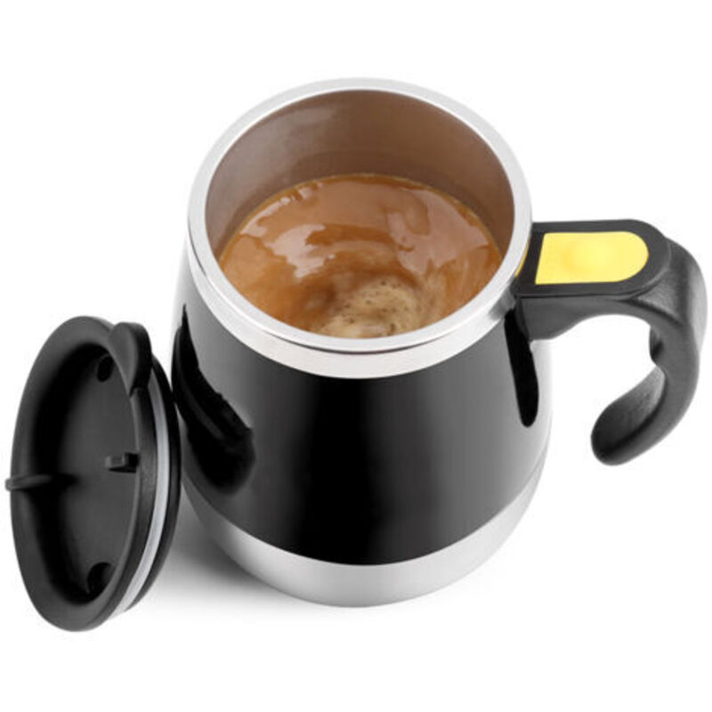 Kaffeetasse Mit Magnetischer Rührung Und Rostfreiem, Elektrischem Stahl, Tasse Mit Automatischer Melange-mischung In Schwarz